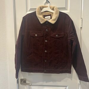 NWT Burgundy Corduroy Sherpa-Lined Jacket | Winter Coat | Soft & Cozy